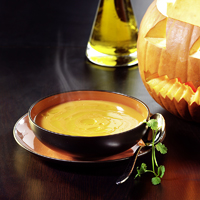 photo culinaire de velouté de potiron ambiance halloween studio guy renaux rpca pour régilait