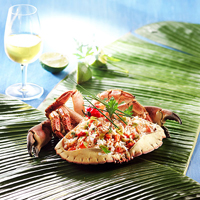 Studio photo Lyon : cuisine du monde Matoutou de crabe feuille de bananier